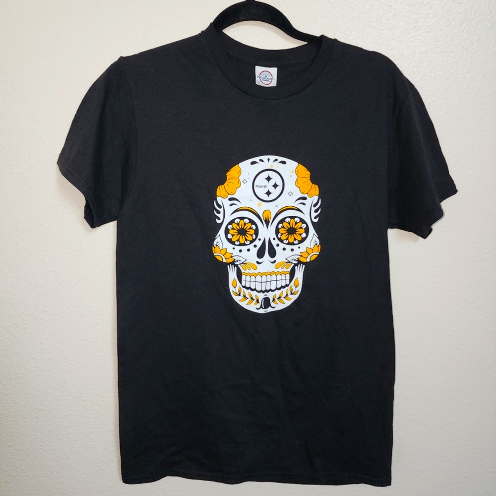 Black Pittsburgh Steelers Day Of The Dead Tshirt Sz Sm